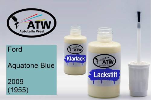 Ford, Aquatone Blue, 2009 (1955): 20ml Lackstift + 20ml Klarlack - Set, von ATW Autoteile West.